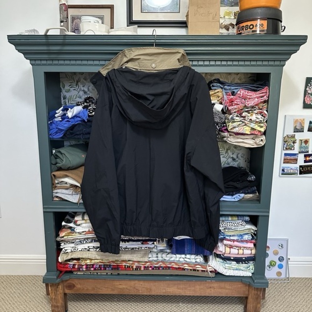 Vintage Oarsman 913 Jacket Mens XL Black Windbreaker Hooded Johnny Bench Pockets - Picture 3 of 12